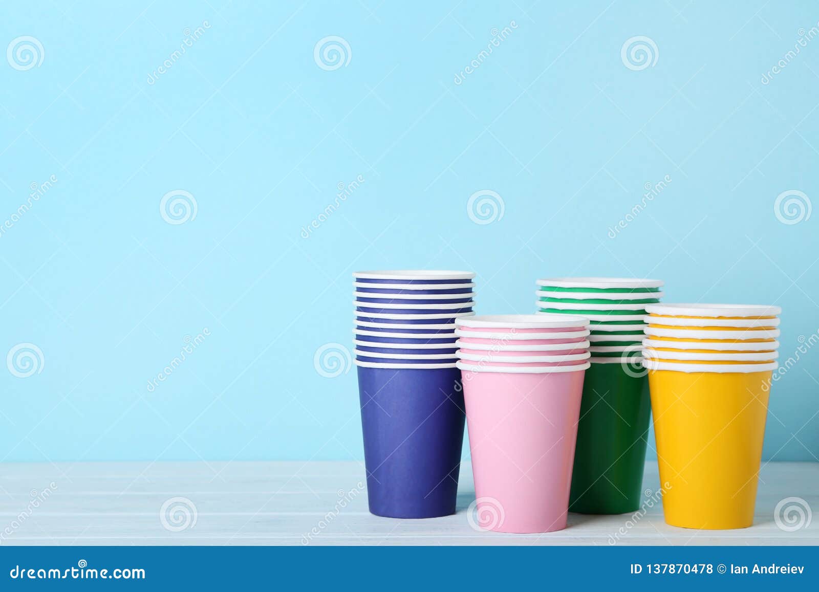 Colorful paper cups stock photo. Image of concept, dinner 137870478