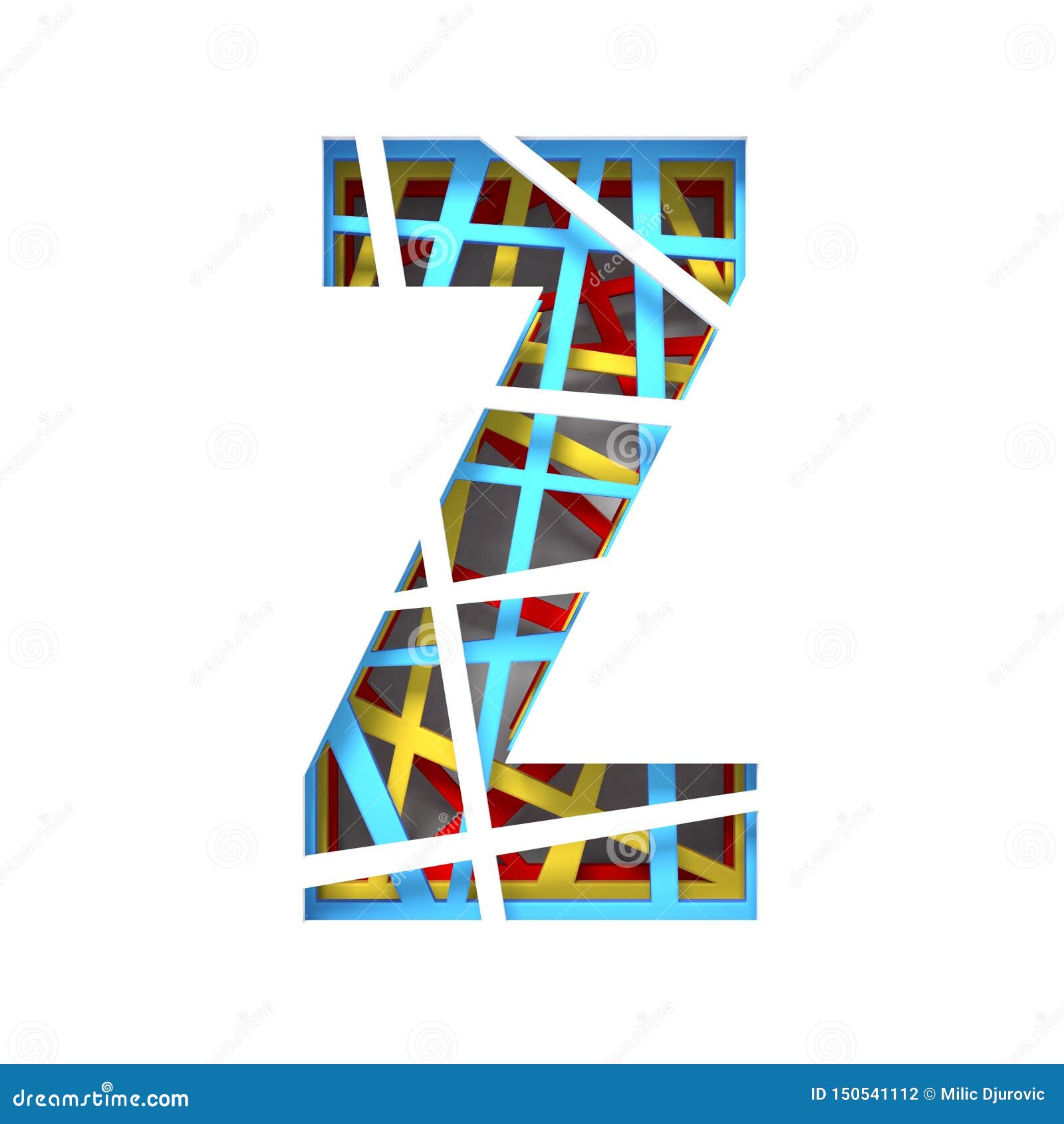 Colorful Paper Cut Out Font Letter Z 3D Stock Illustration ...