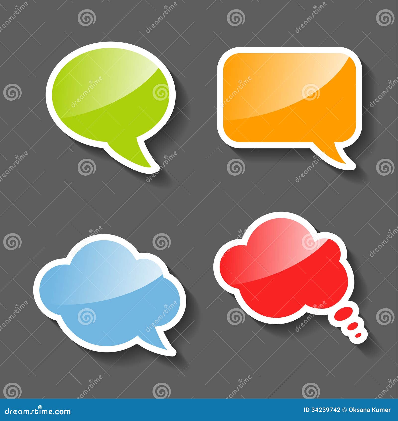 Colorful Paper Speech Bubbles Set Stock Vector Illustration of clasp