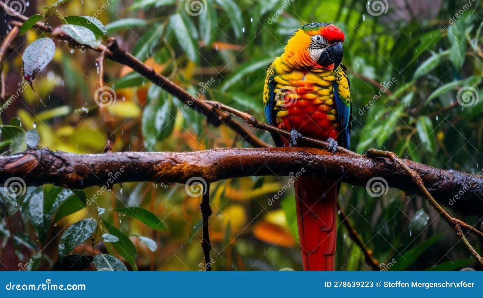 Colorful Parrot in Dense Jungle Stock Illustration Biology Diagrams