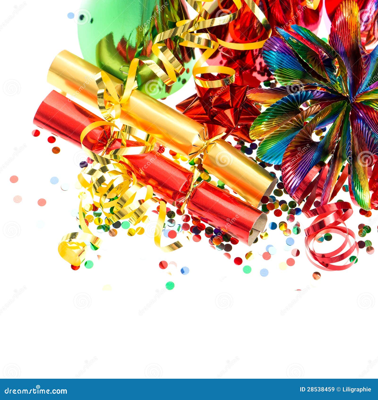 Colorful Party Garlands, Streamer and Confetti Stock Image Image of