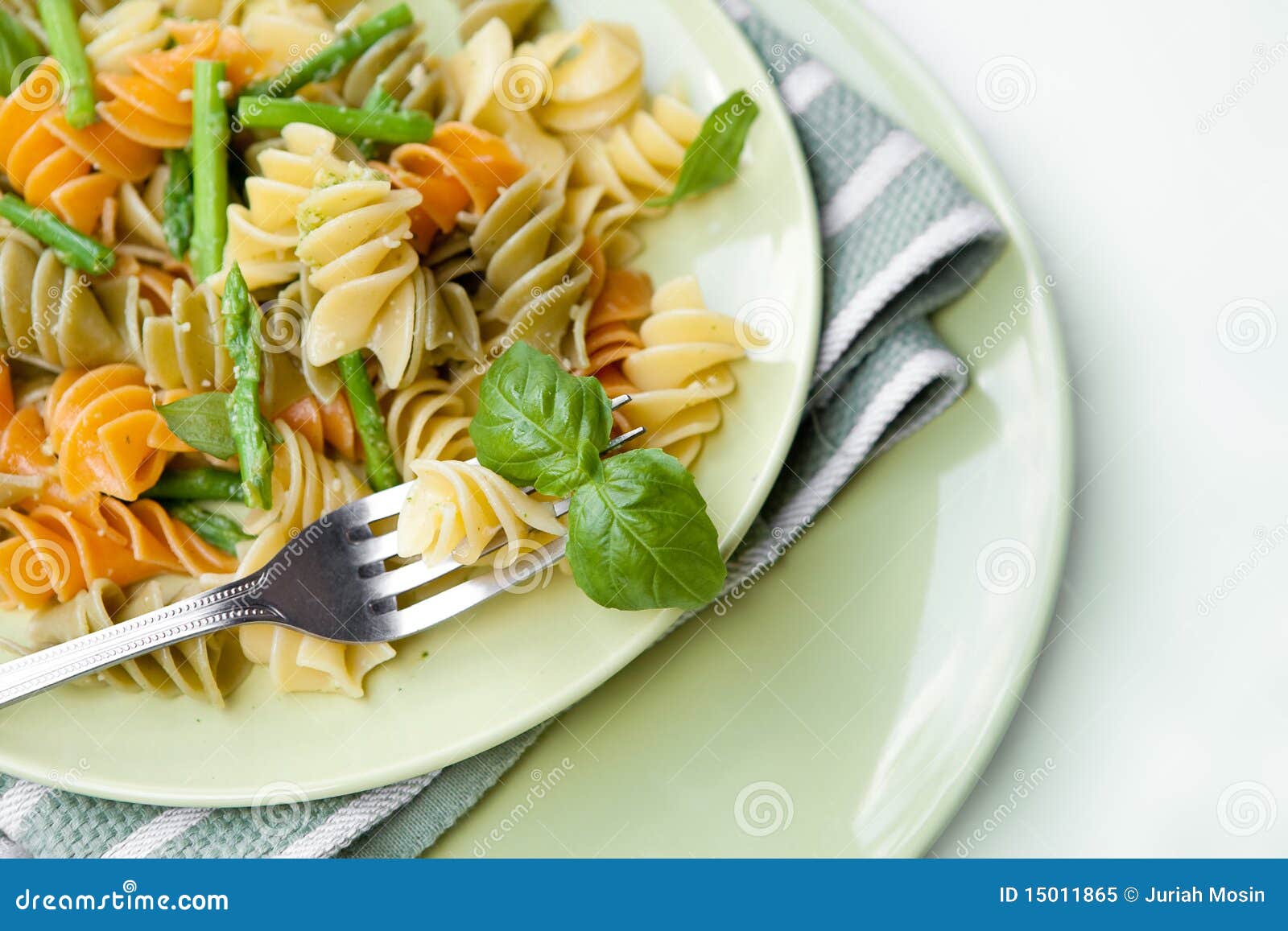 Colorful Pasta with Asparagus and Rocket Pesto Stock Image Image of