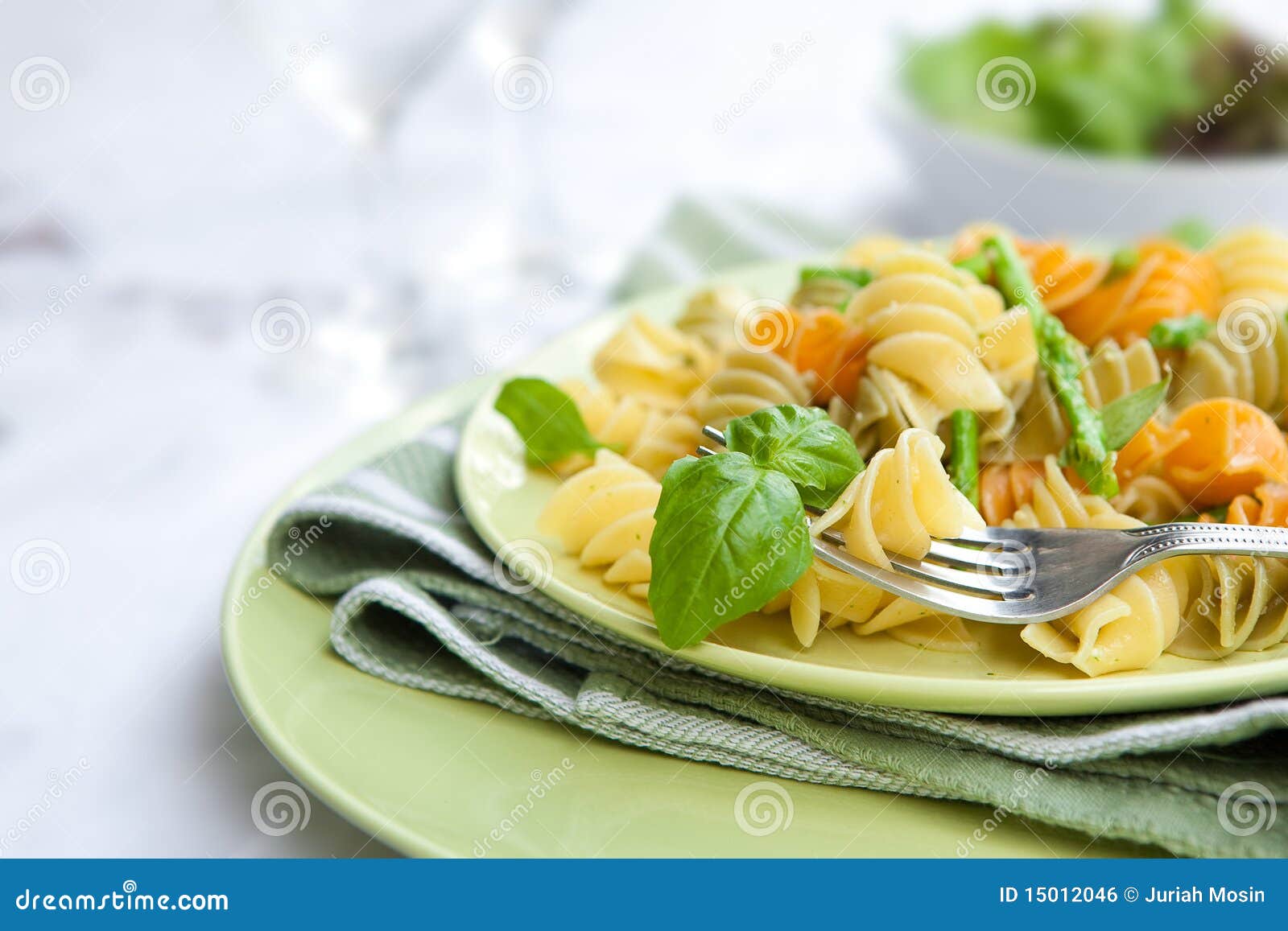 Colorful Pasta with Asparagus and Rocket Pesto Stock Photo Image of