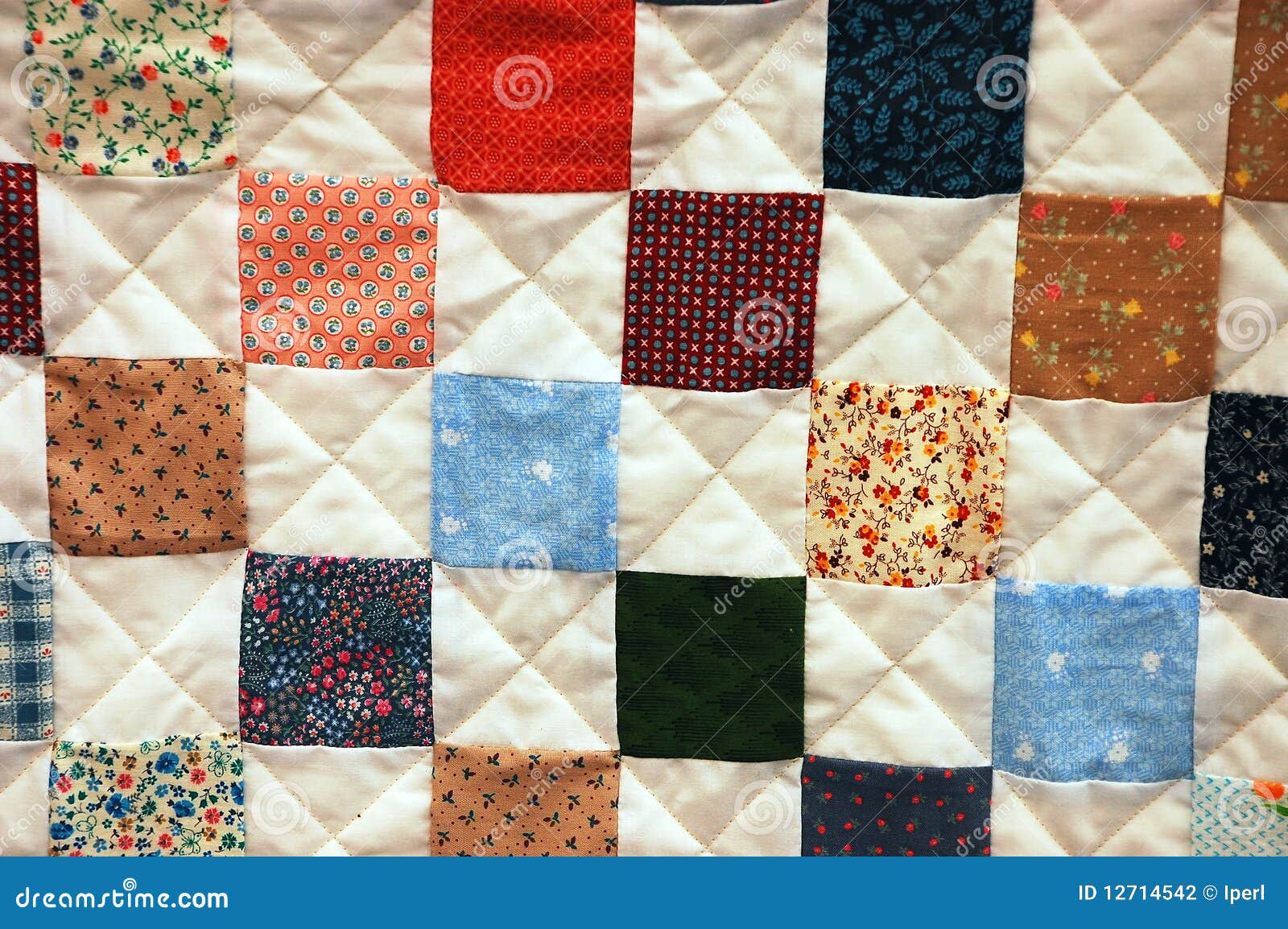 Colorful patchwork quilt stock photo. Image of cloth 12714542