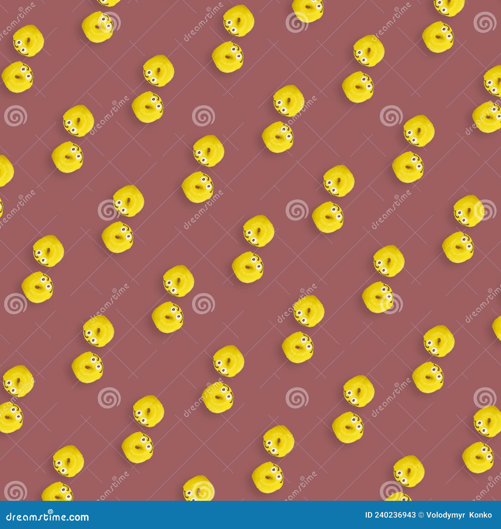 colorful pattern of yellow glazed donuts. doughnuts. top view. flat lay