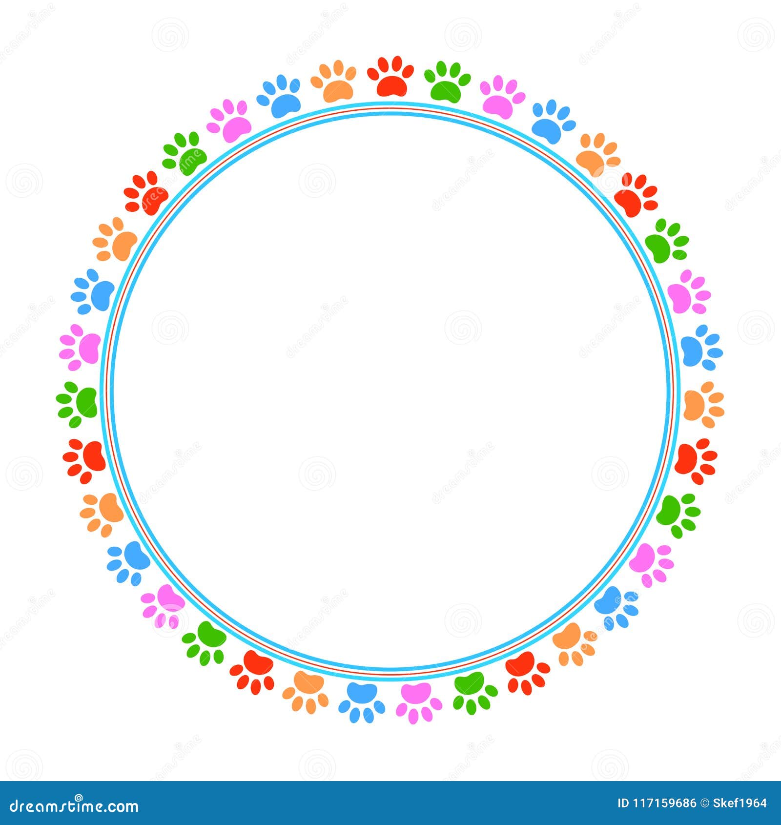 colorful paws animal round frame  image