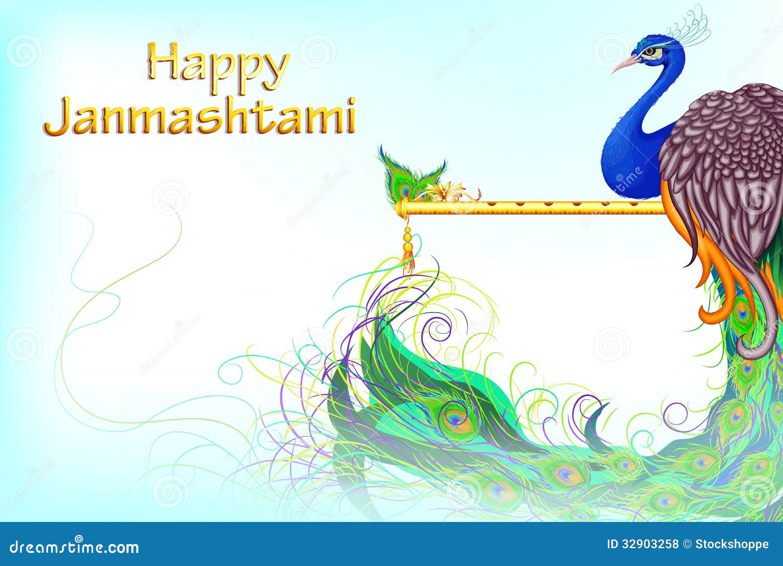 Colorful Peacock In Janmashtami Background Royalty Free 