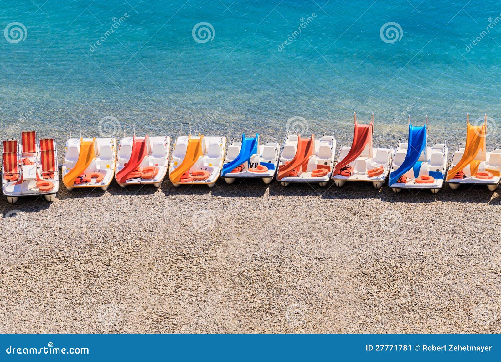 Colorful Pedal Boats on a Beach Stock Image Image of recreation
