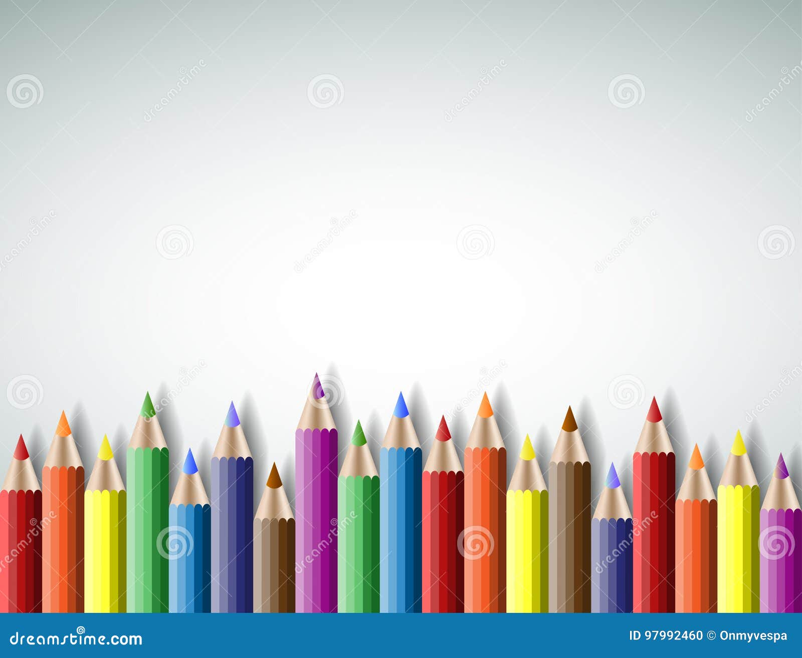colorful pencil with copy space on whtie background