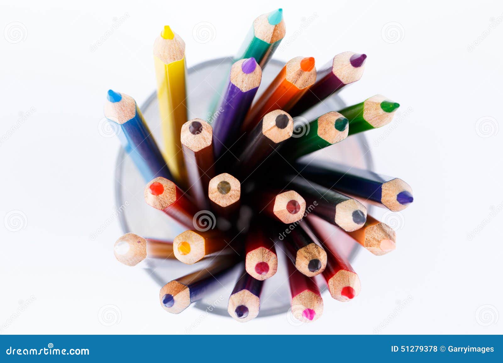 Colorful Pencils in Glass on White Stock Photo Image of group, crayon
