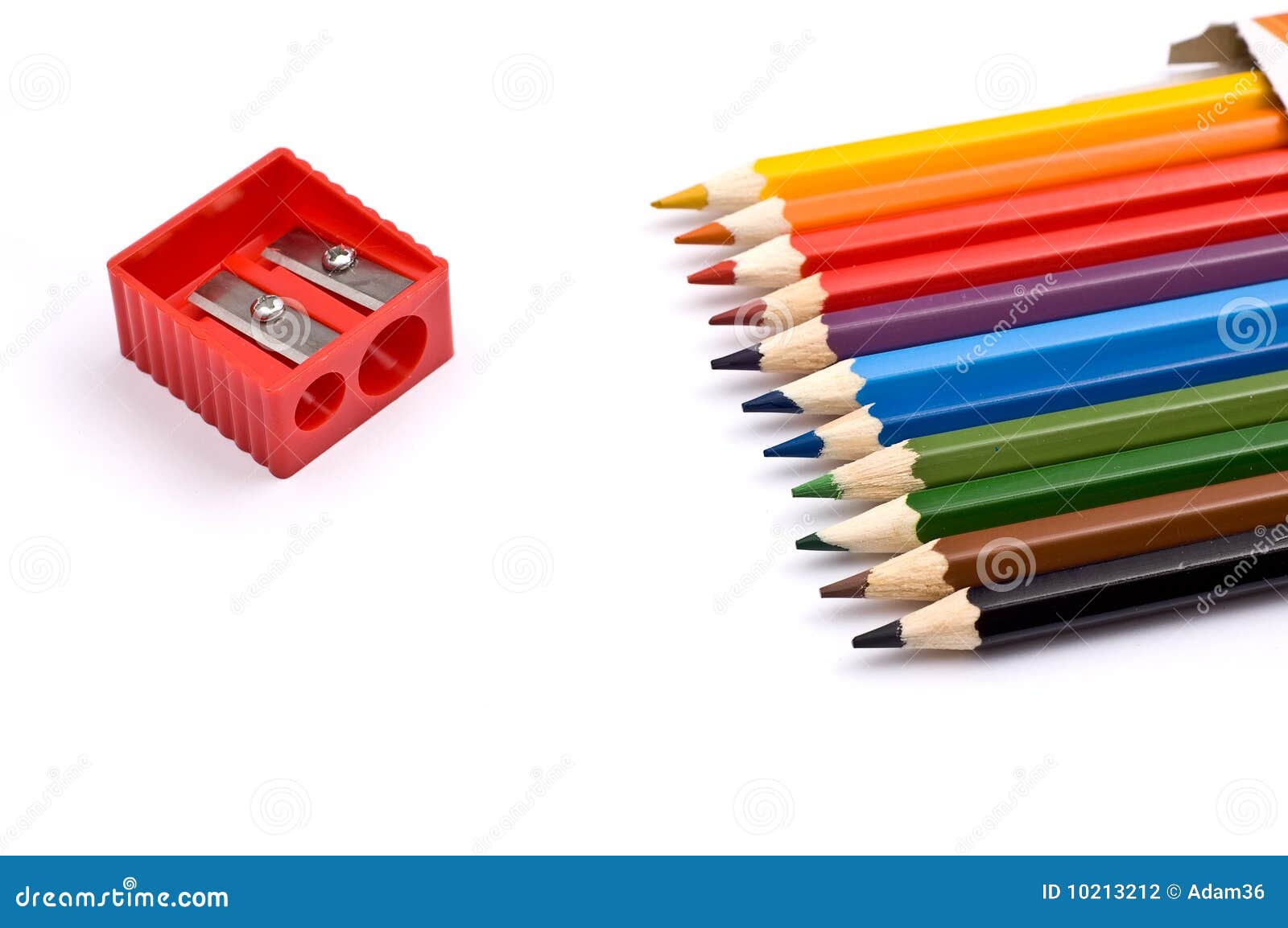 Colorful Pencils with Pencil Sharpener Stock Photo Image of