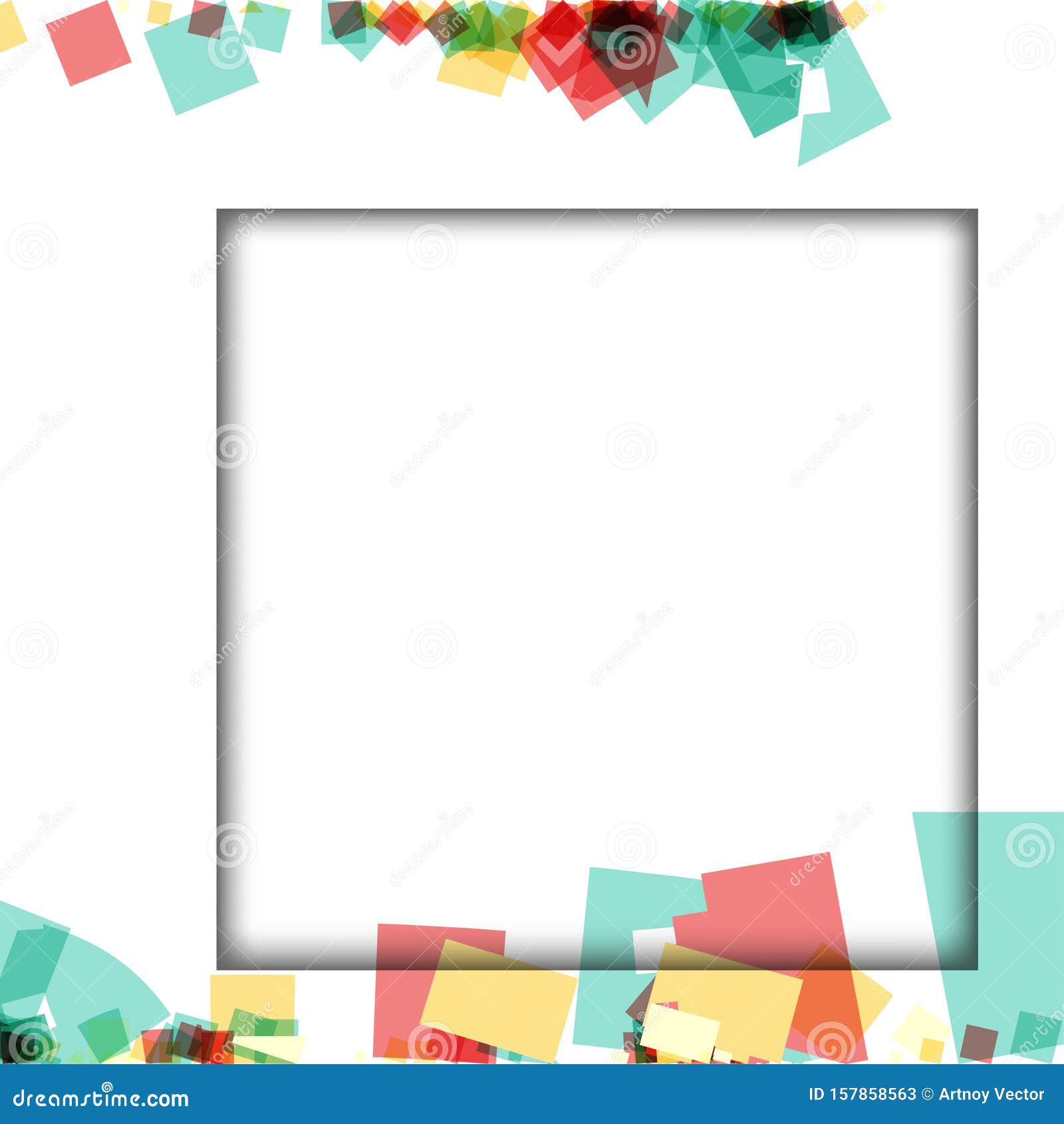 Colorful Photo Frames, Vector Illustrations. Square Borders with ...