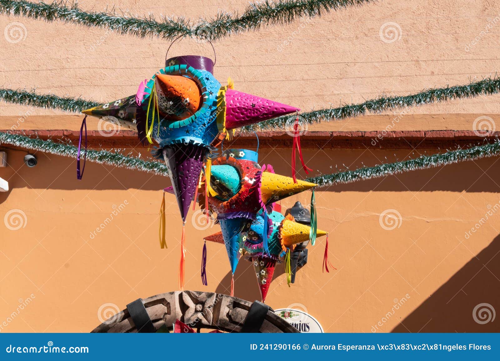 Colorful Pinatas Made of Metal, Hanging at a Mall Stock Photo