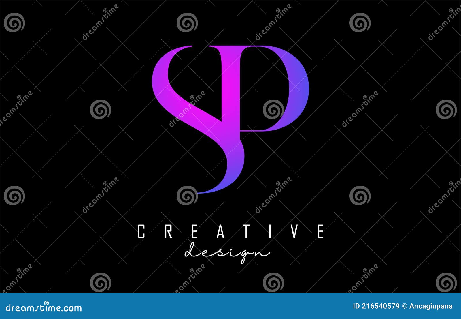 Handwritten PS P S letter logo with sparkling circles with pink