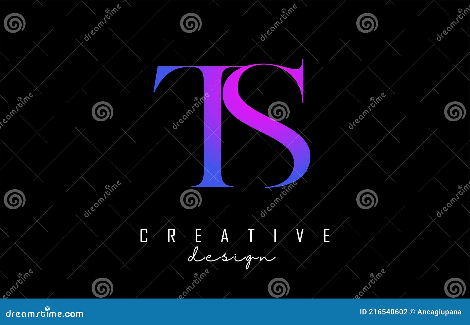 Colorful Pink and Blue TS T S Letters Design Logo Logotype Concept with ...