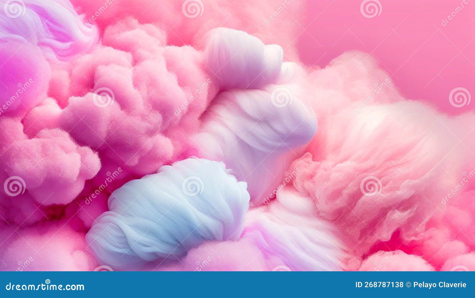 Colorful Pink Fluffy Cotton Candy Background. Generative Ai Stock