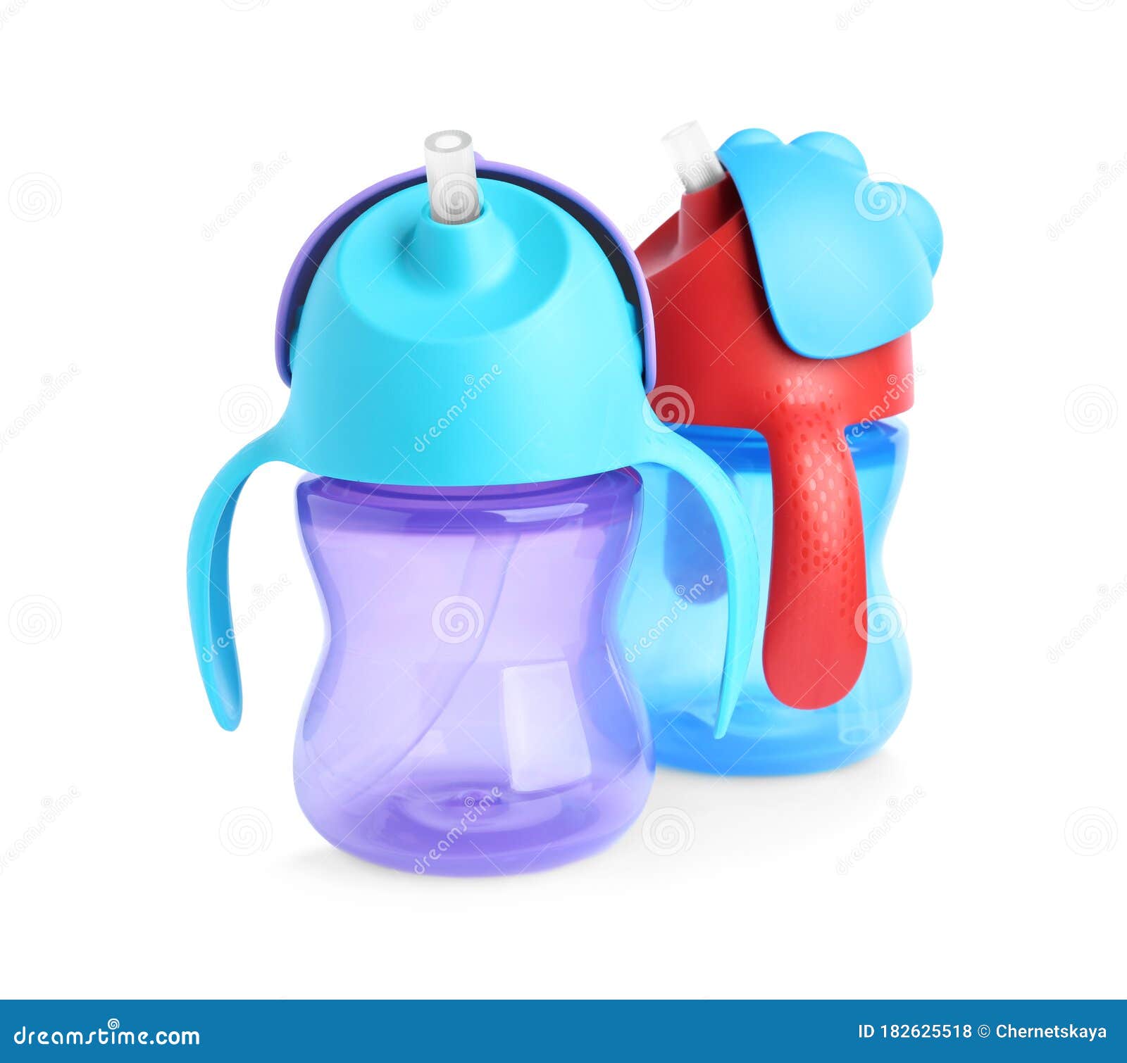Colorful Plastic Baby Bottles Isolated Stock Photo Image of infant