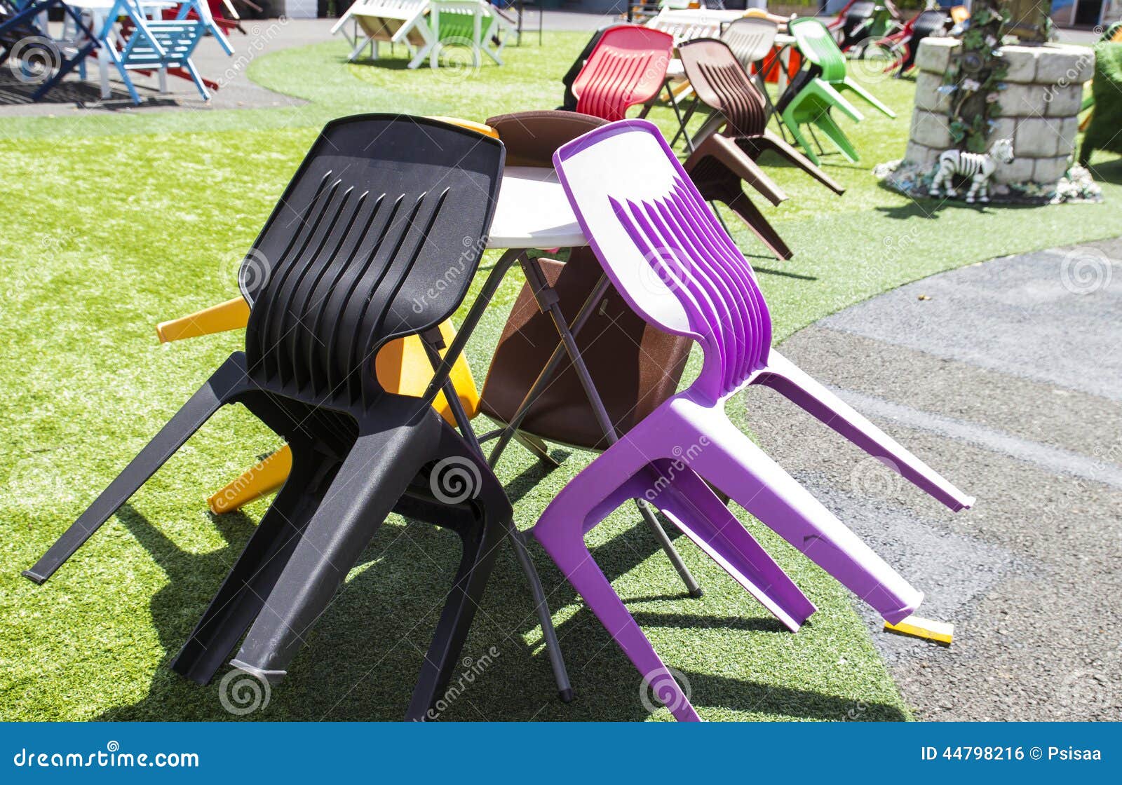 The Colorful Plastic Chair and Table Stock Photo Image of tropical