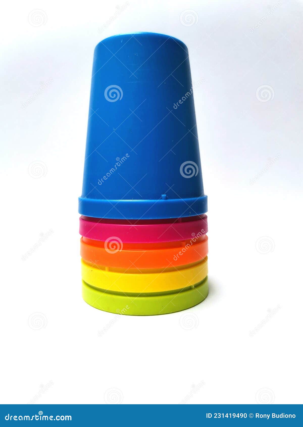 Colorful plastic cups stock photo. Image of education 231419490