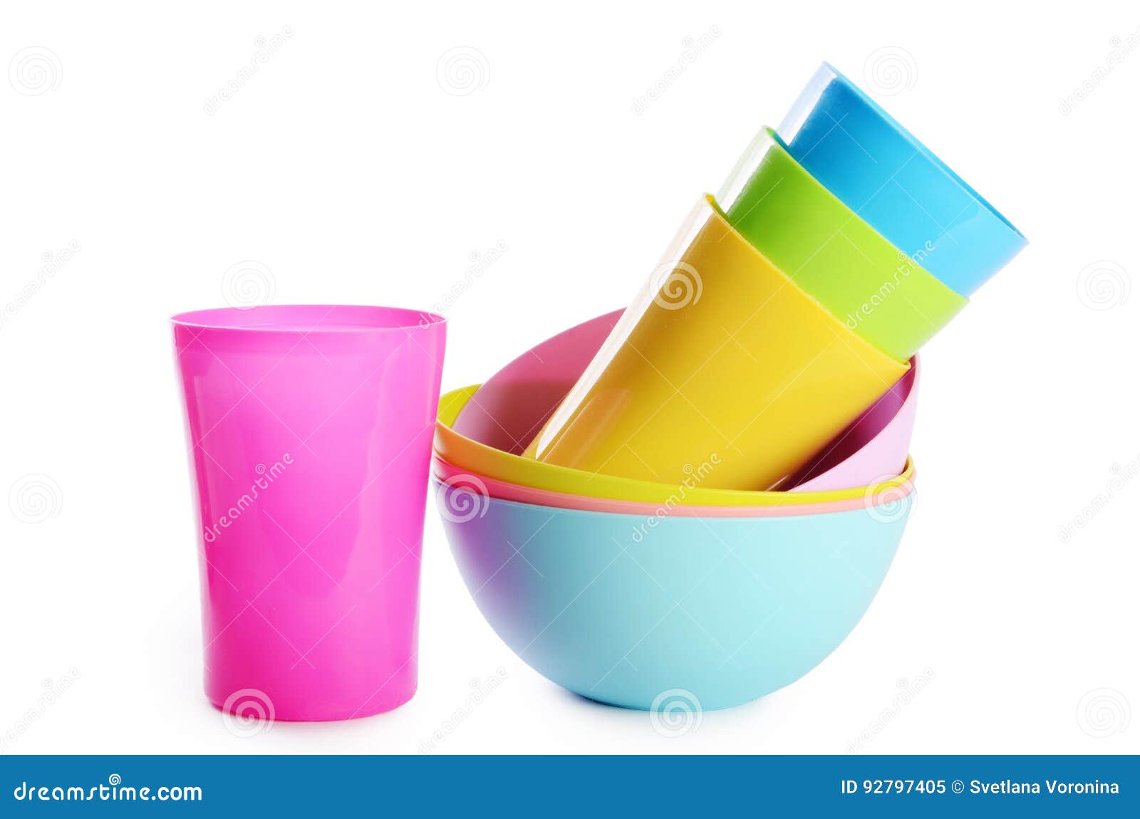 Colorful Plastic Cups and Plates Stock Image Image of disposable