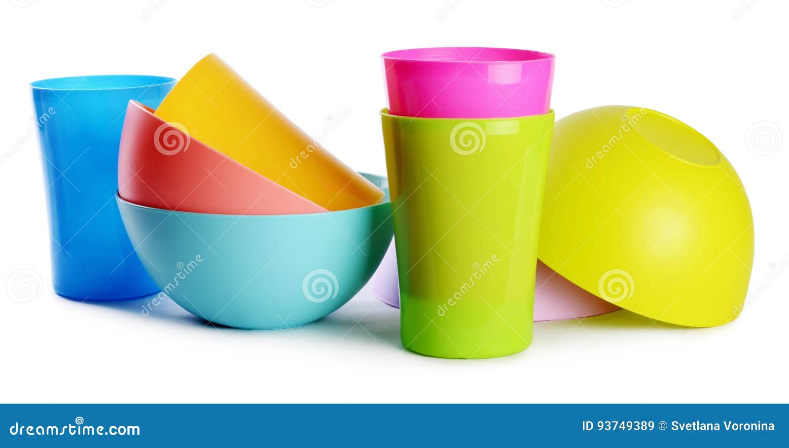 Colorful Plastic Cups and Plates Stock Image Image of blue