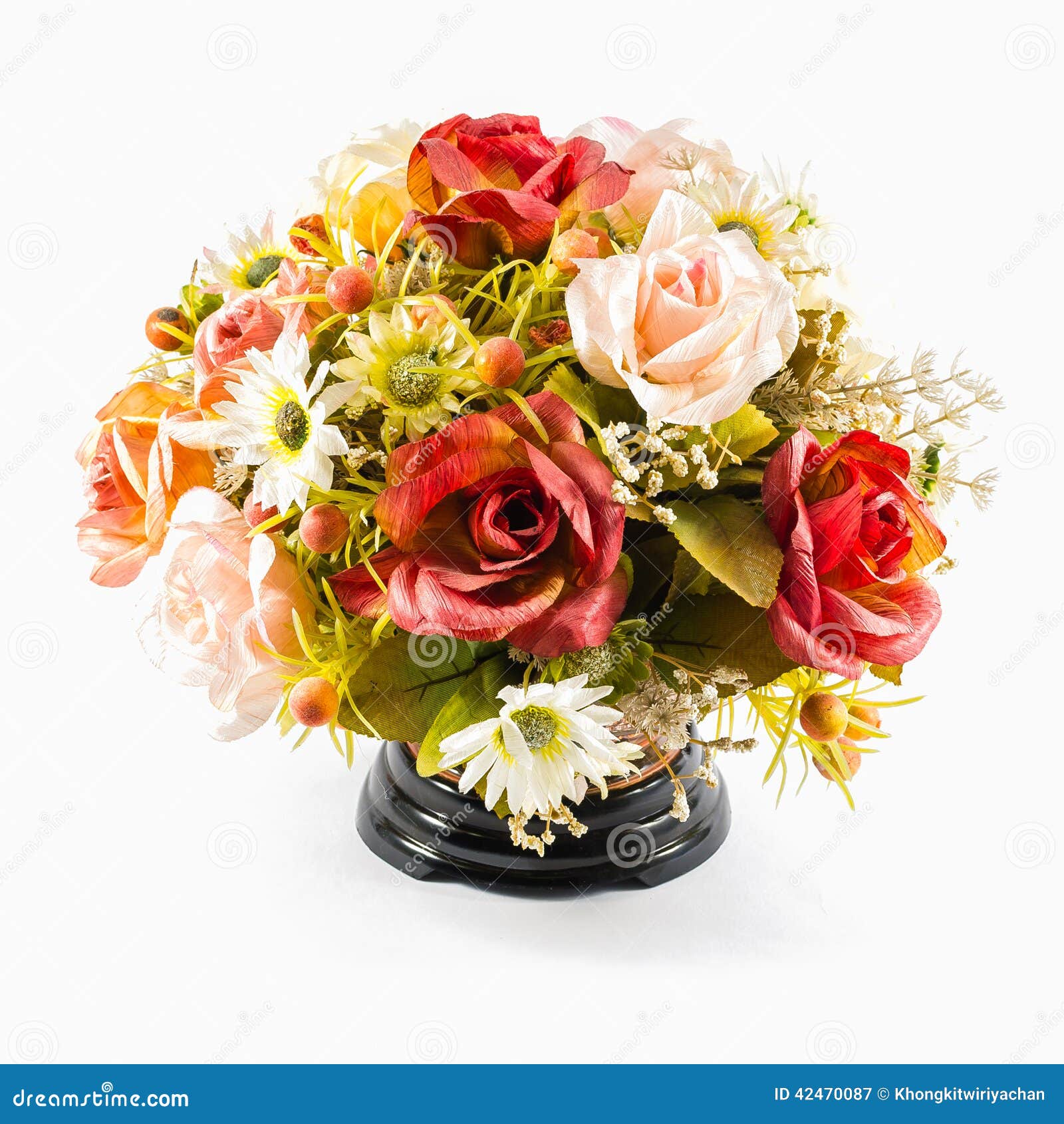 Colorful Plastic Flower In Vase Stock Image Image of gardening