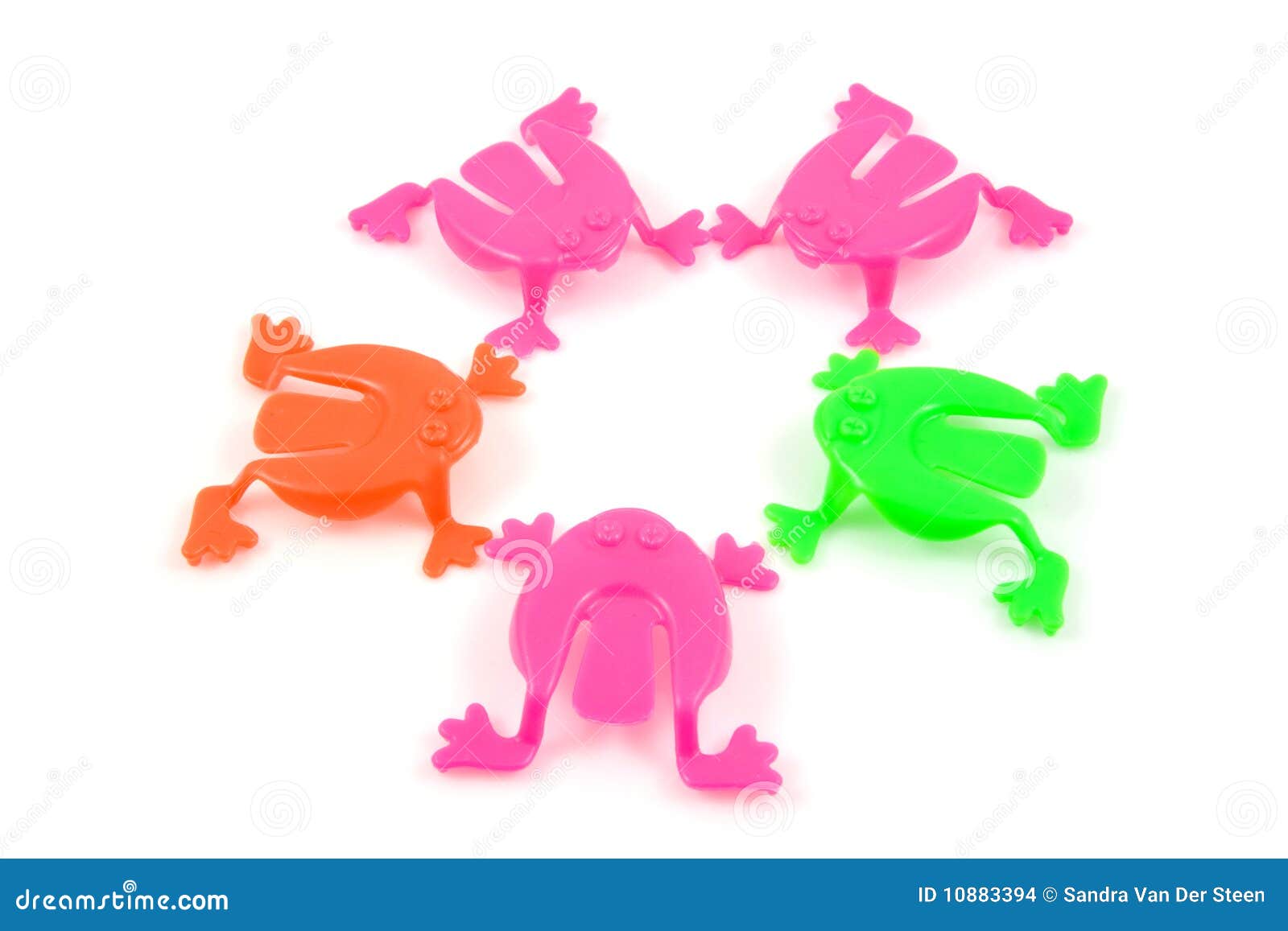 Colorful plastic frog toys stock photo. Image of cirkle 10883394