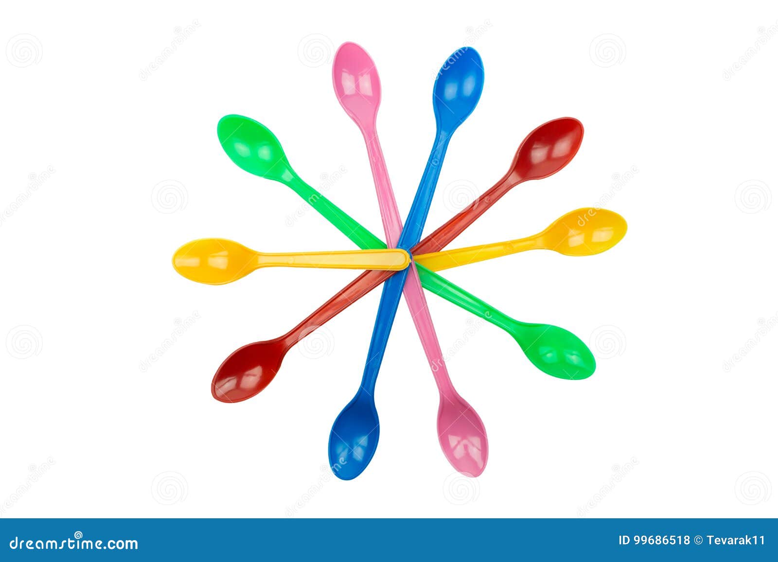 Colorful Plastic Spoons for Party Isolated on White Stock Photo Image