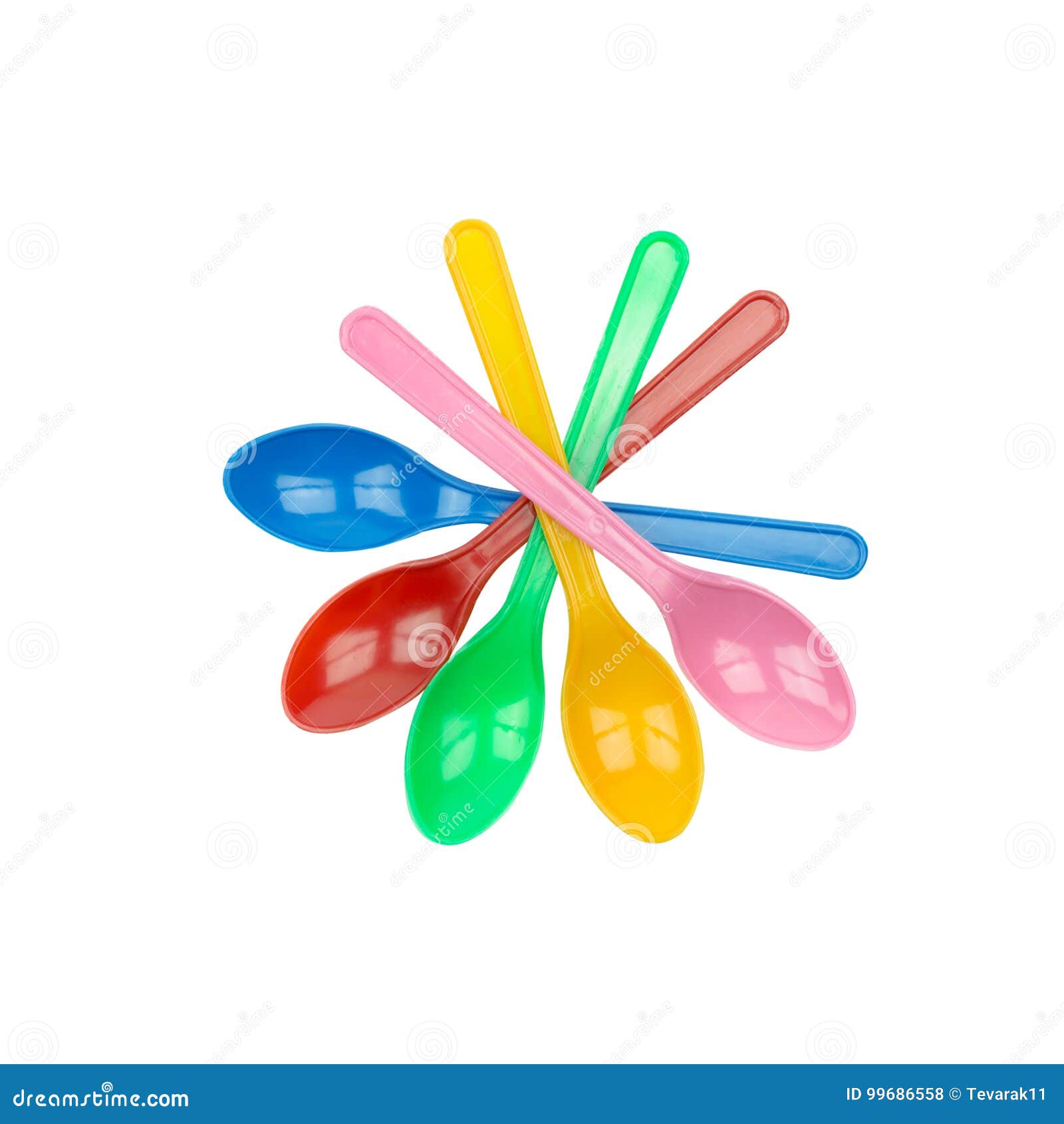 Colorful Plastic Spoons for Party Isolated on White Stock Photo Image