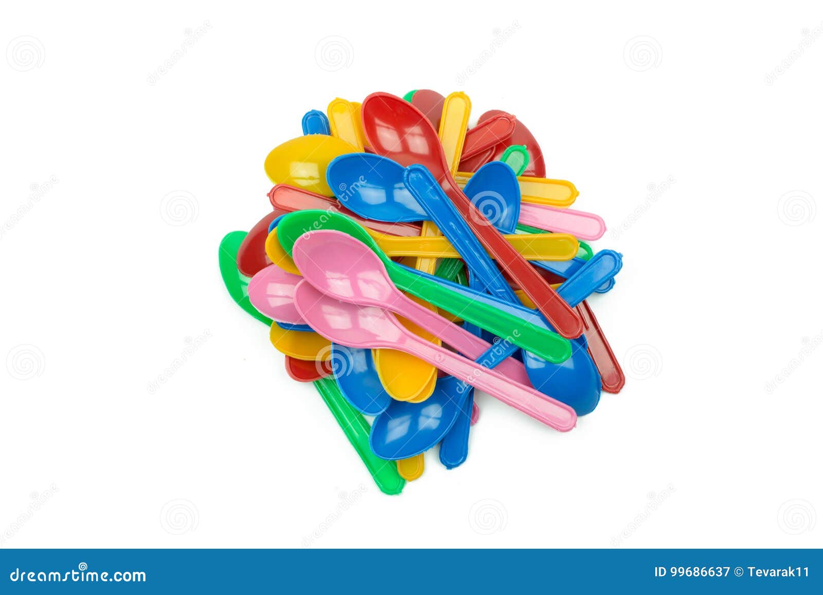 Colorful Plastic Spoons for Party Isolated on White Stock Image Image