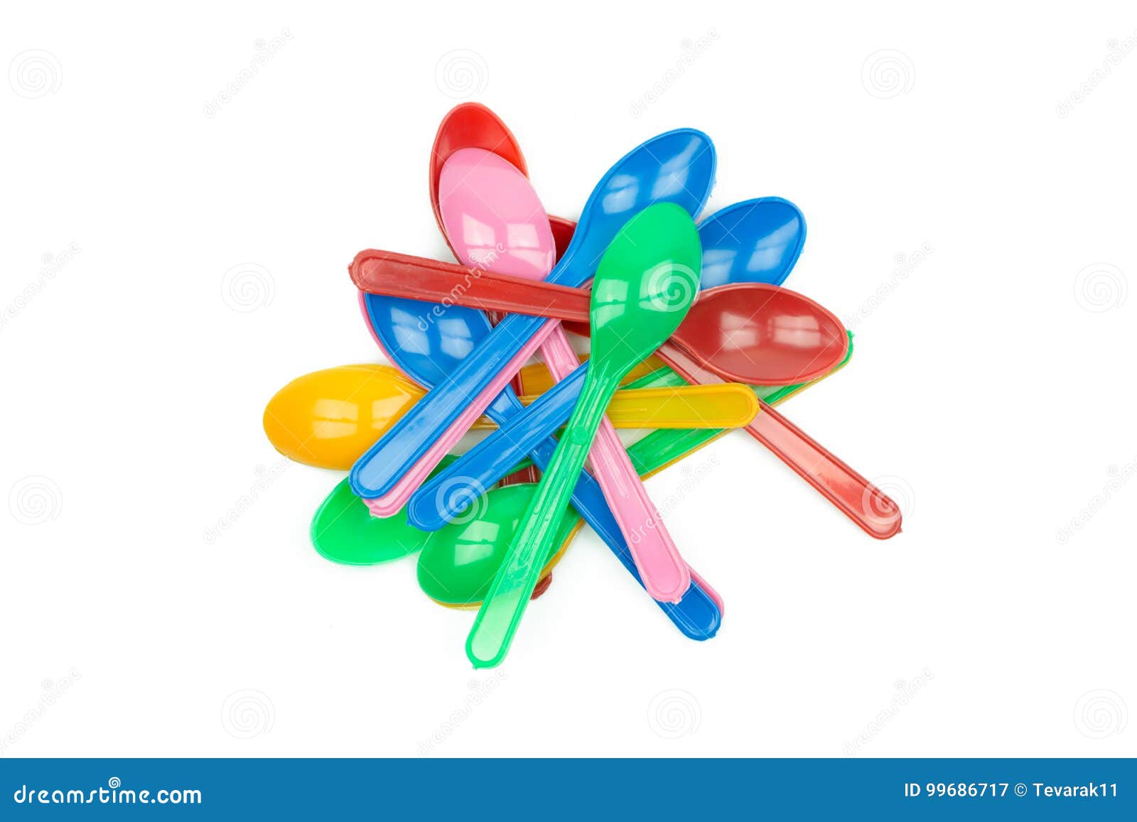 Colorful Plastic Spoons for Party Isolated on White Stock Image Image