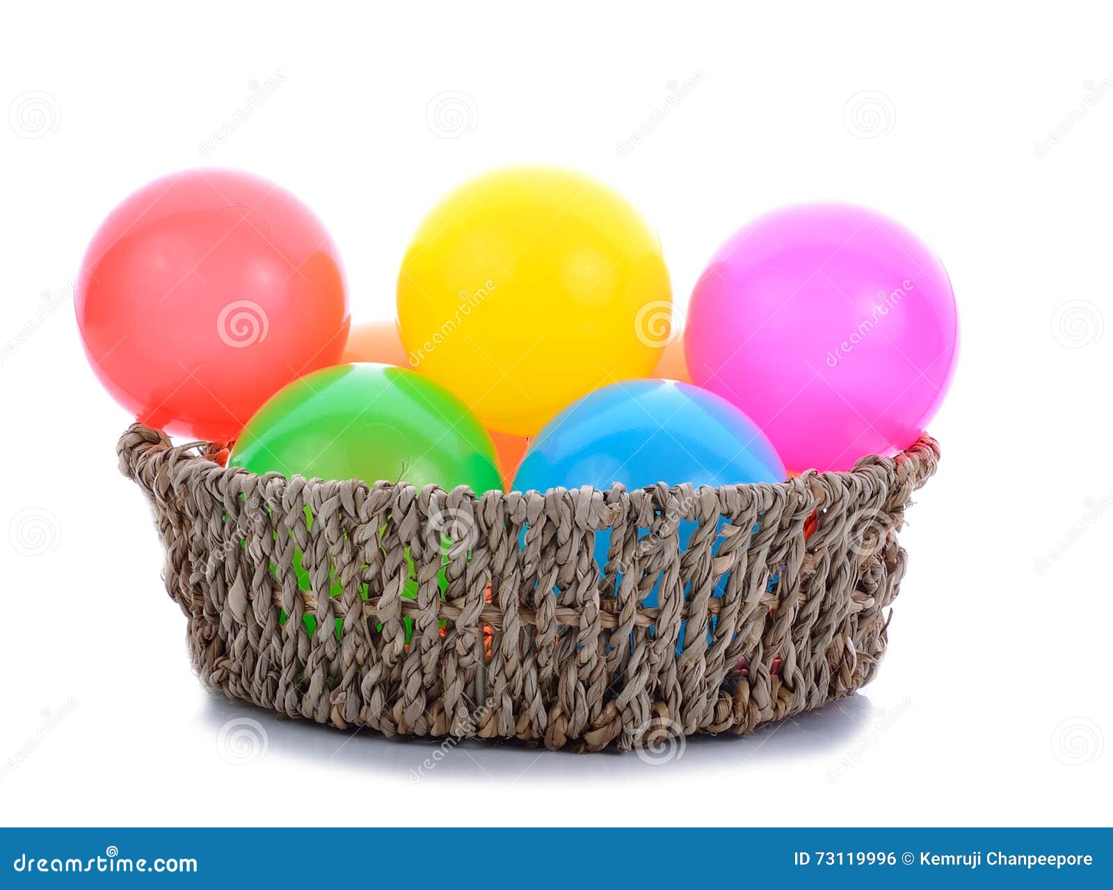 Colorful Plastic Toy Balls in Basket Stock Photo Image of pile, group