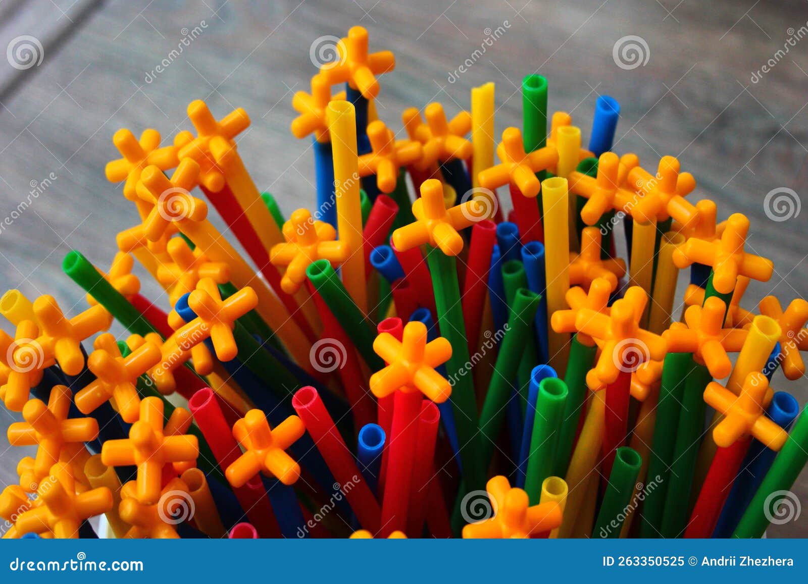 Colorful Plastic Tubes and Joints of Children Construction Set Stock