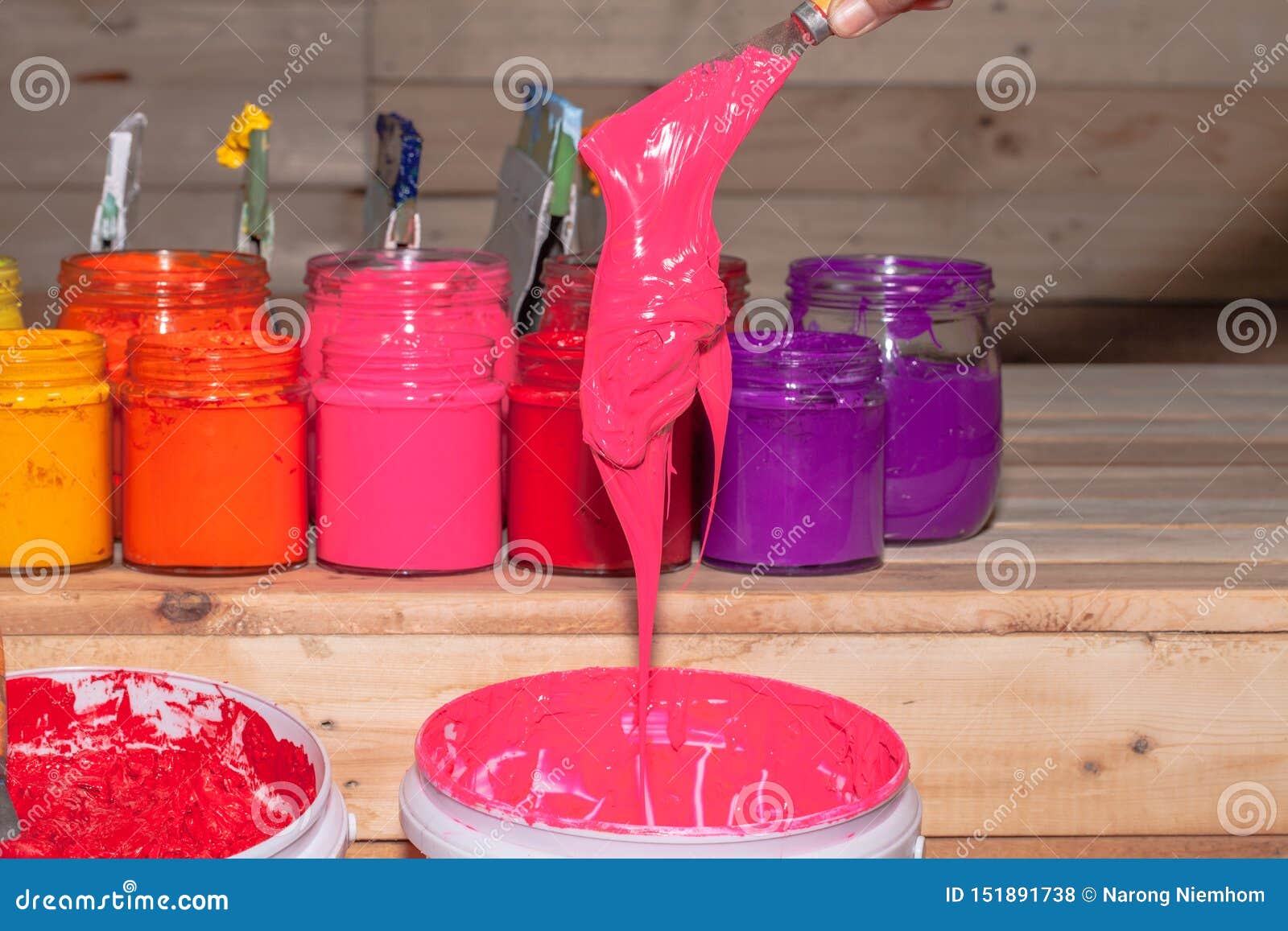 Colorful Plastisol Ink for Print Tee Shirt Stock Photo - Image of green ...