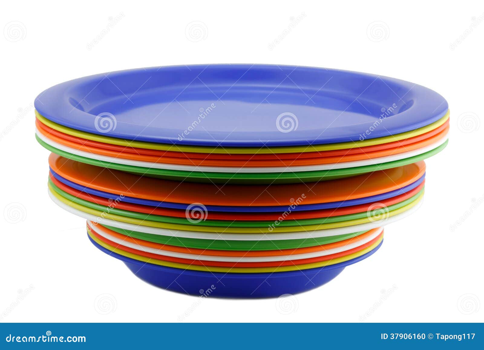 Colorful plates stacked stock photo. Image of colored 37906160