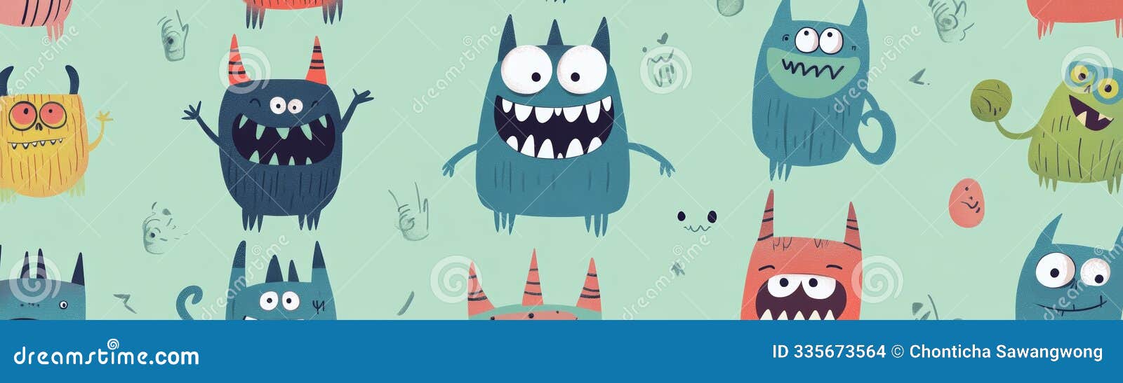 colorful and playful monster pattern, ideal for children's projects, decorations, and playful themes. fun