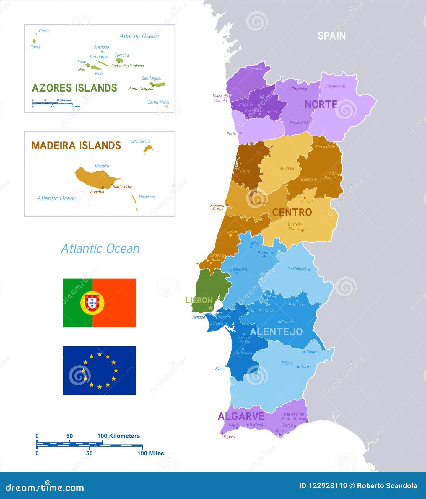 Detailed political vector map of Portugal 26314753 Vector Art at Vecteezy