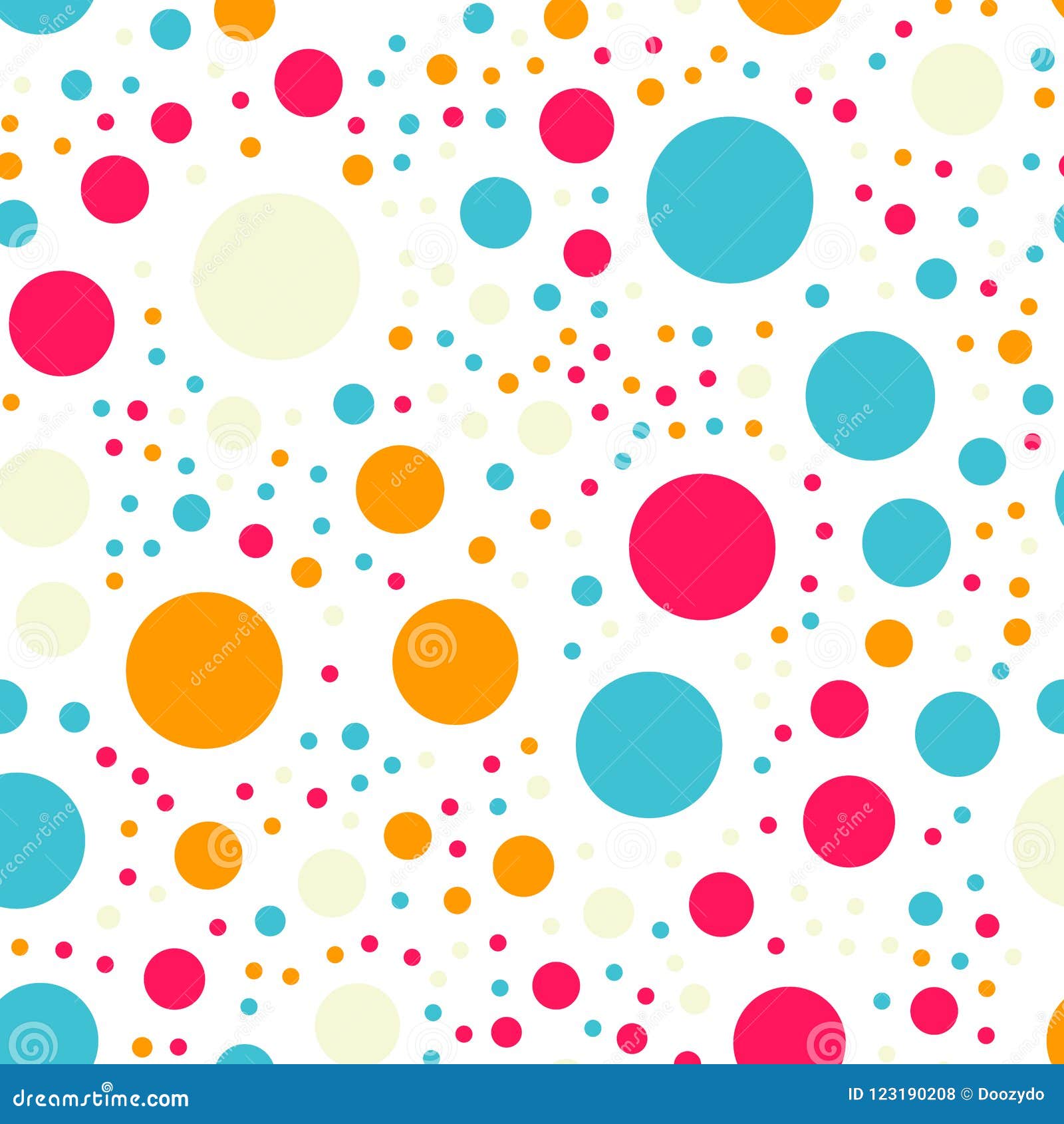 Colorful Polka Dots Pattern on White Background. Stock Vector