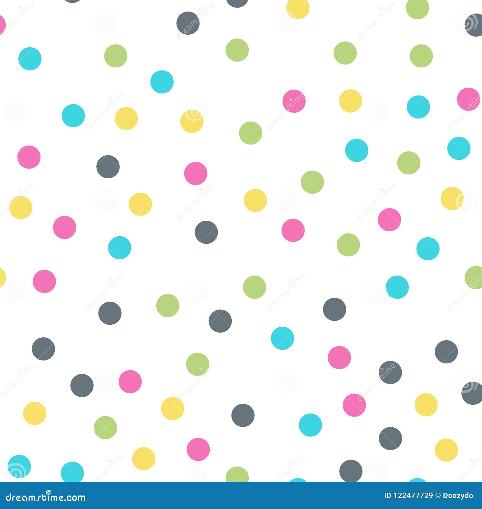 Colorful Polka Dots Pattern on White Background. Stock Vector
