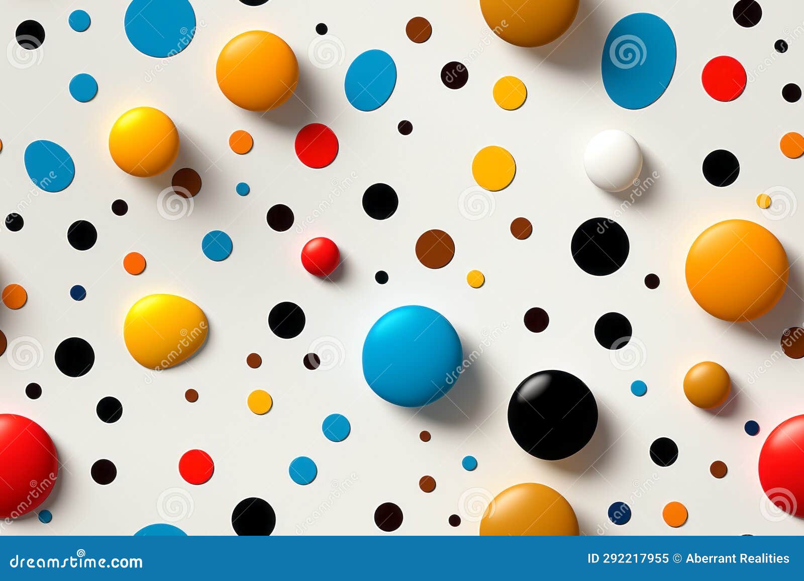 Colorful Polka Dots on a White Background Stock Illustration