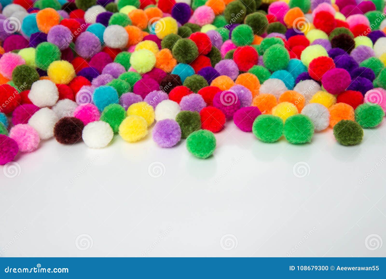 A Colorful Pom Pom Onwhite Background, Stock Photo - Image accessories: 108679300
