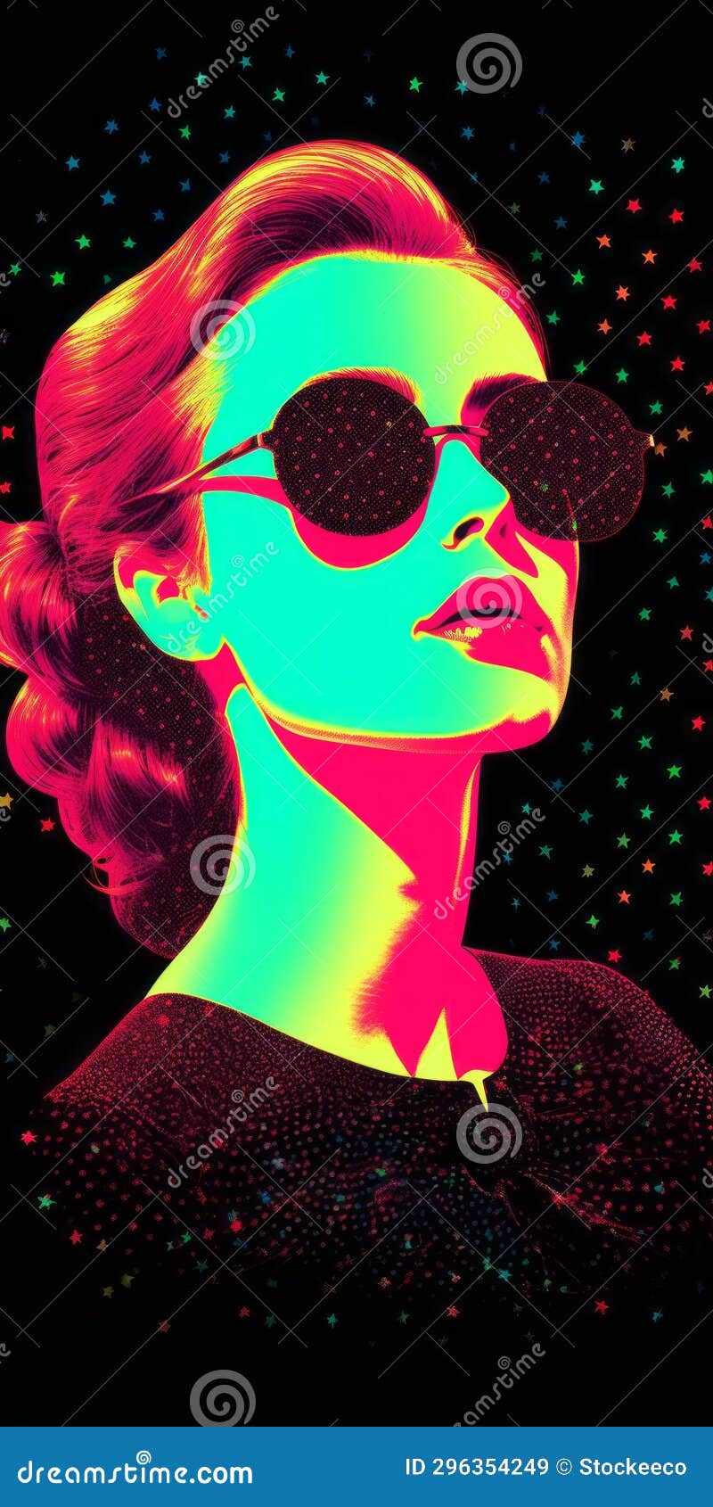 Colorful Pop Art Sunglasses A Hyper Realistic Sci Fi Film Noir Aesthetic Stock Illustration 