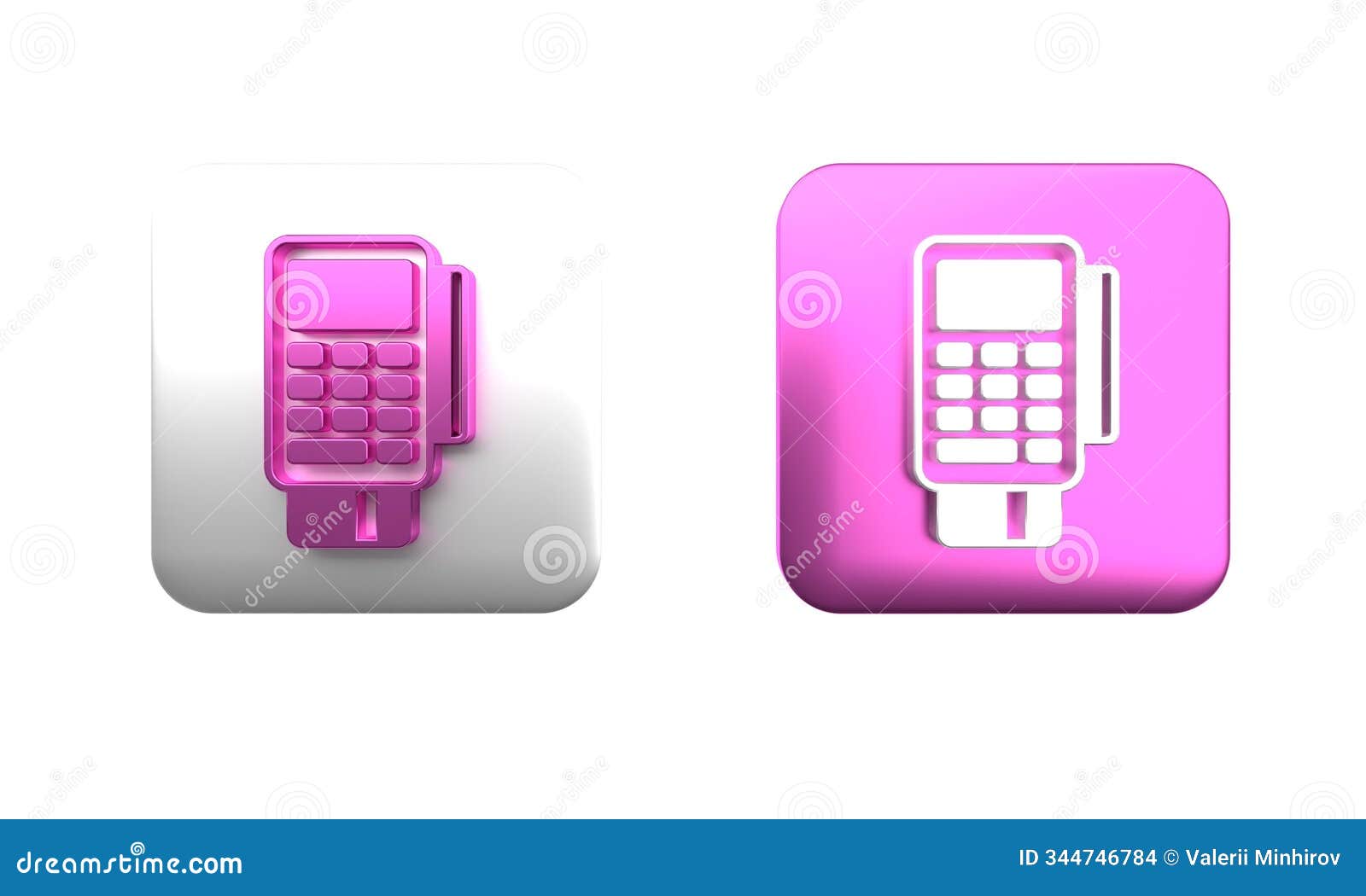 colorful pos terminal with inserted credit card and printed reciept icon  on white background. nfc payment