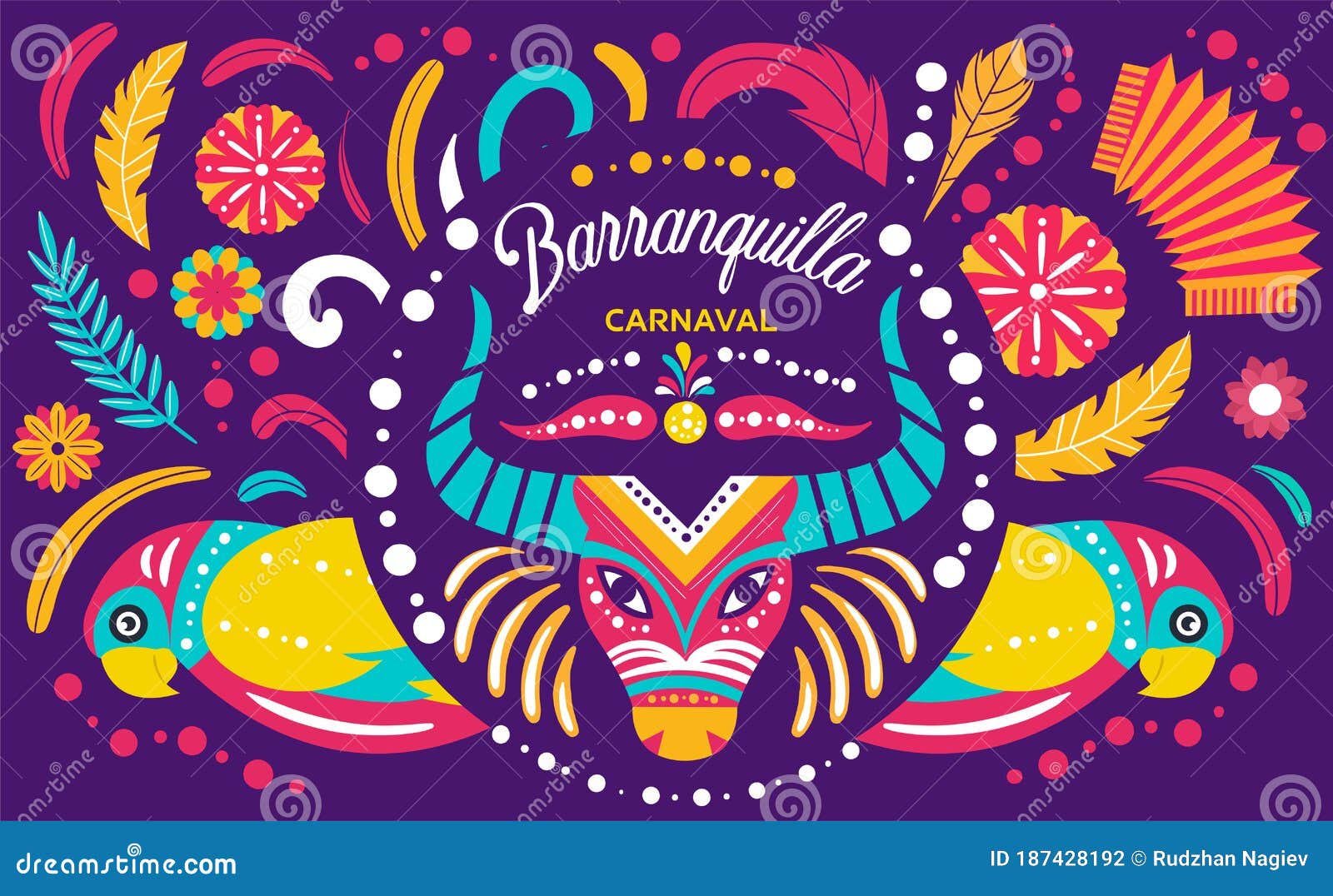 colorful poster of colombian barranquilla carnival