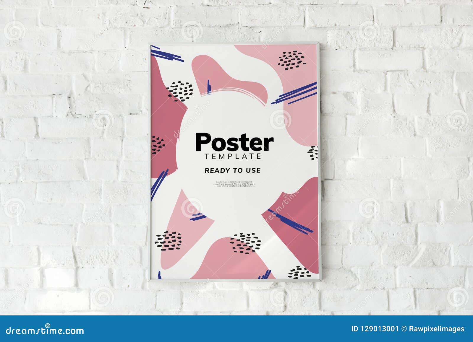 colorful poster template on a white brick wall