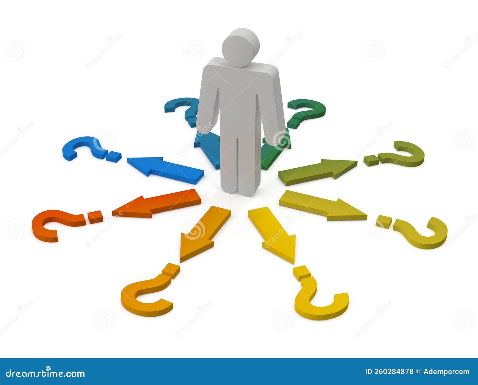 Colorful Question Mark with Stick Man Stock Illustration - Illustration