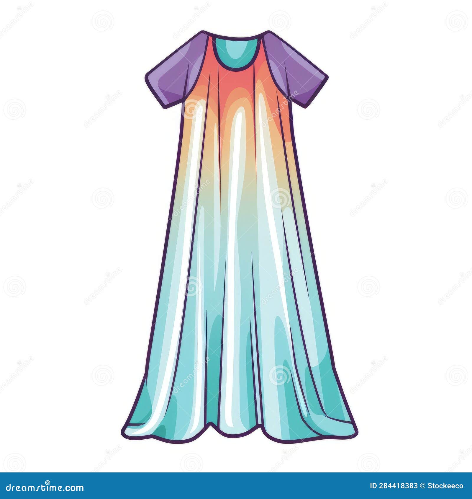 Colorful Rainbow Dress Design: Minimalist Nightgown Graphic Stock ...