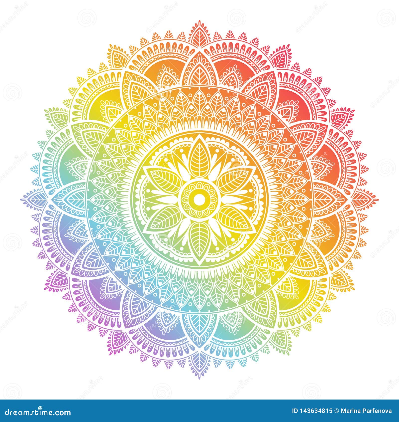 Download Colorful Rainbow Ethnic Mandala On White Background ...