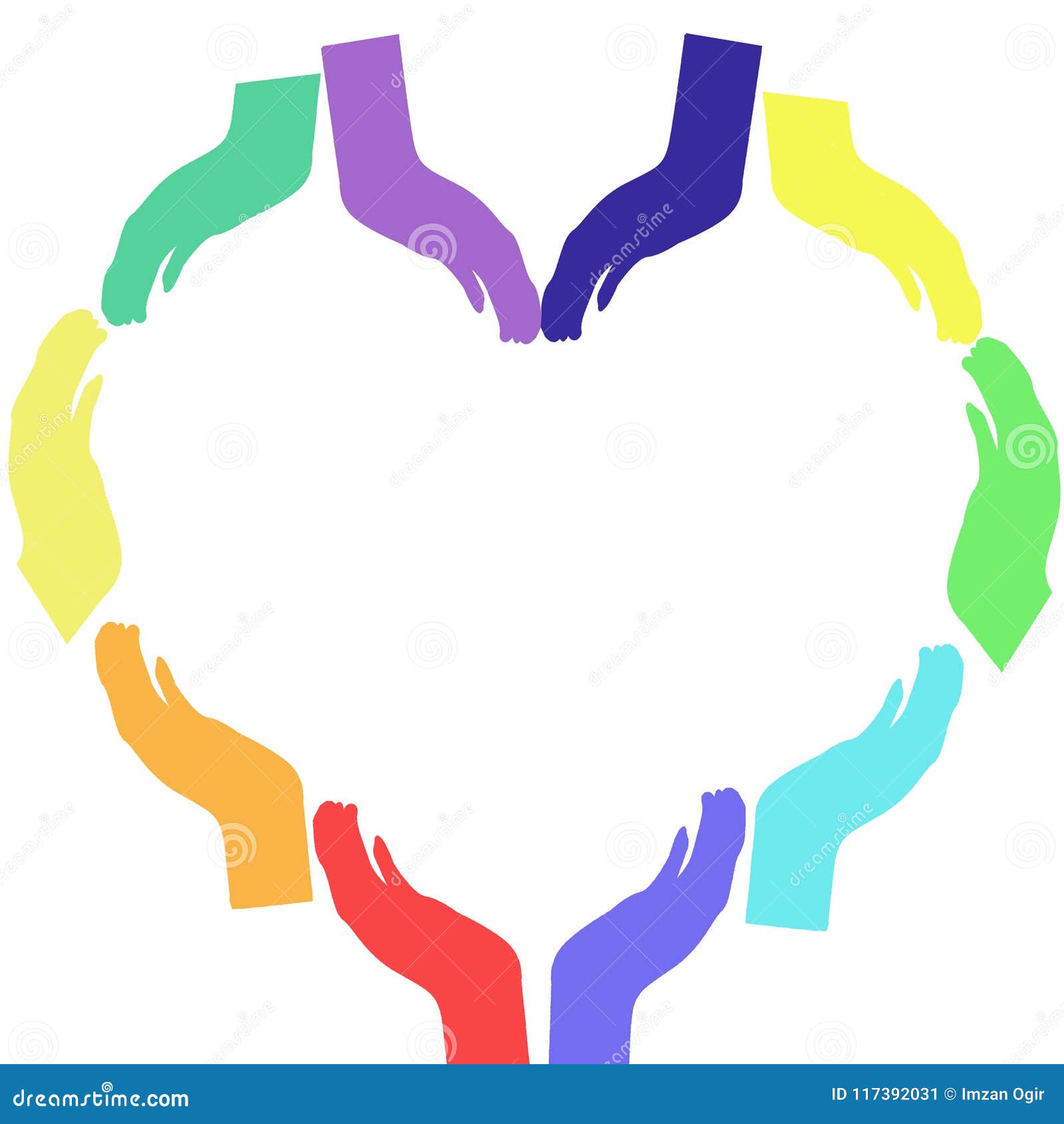 Colorful Rainbow Hands Together Forming a Heart , Concept of Unity and ...