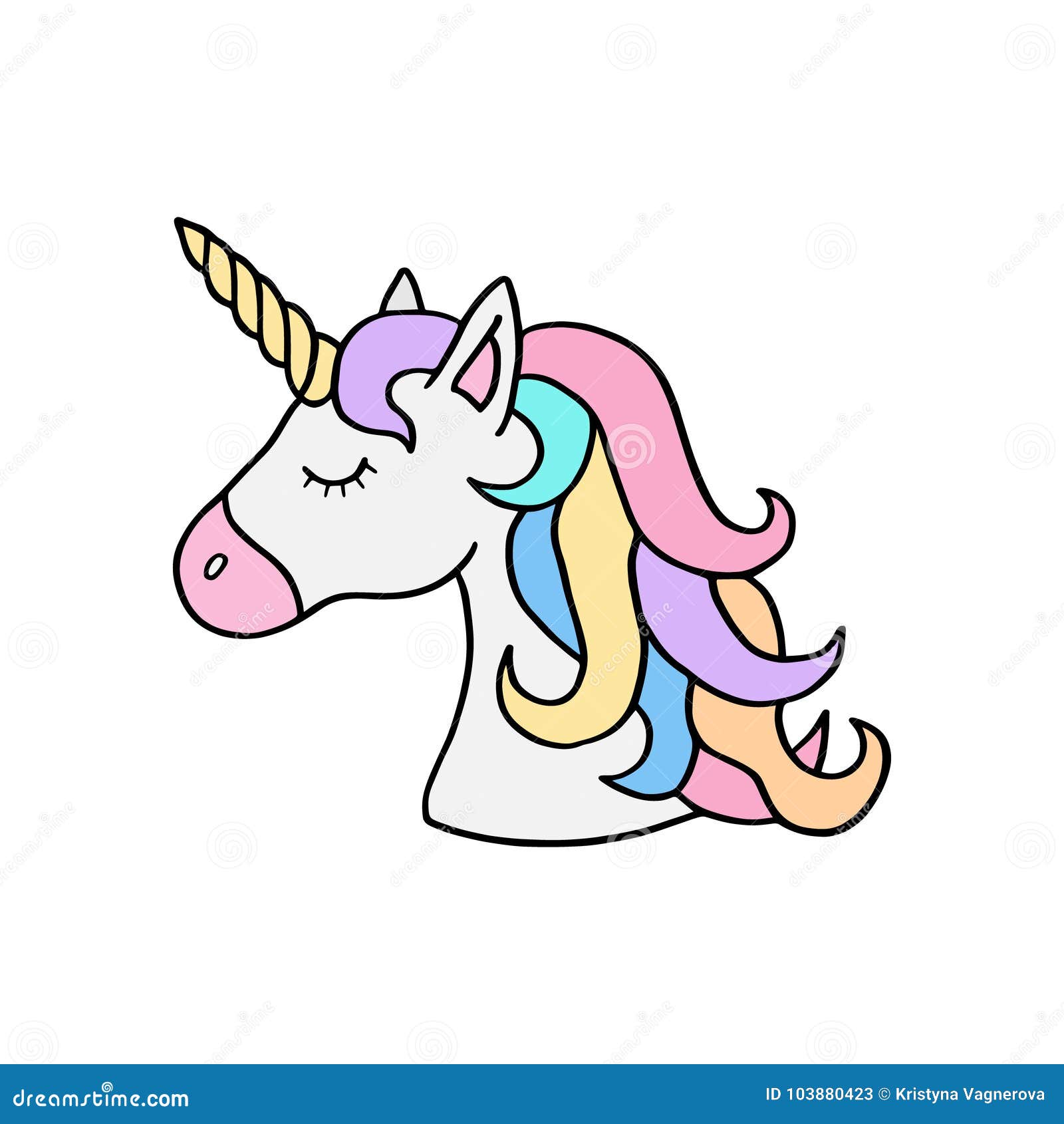 Colorful Rainbow Unicorn S Head Illustration Stock Vector